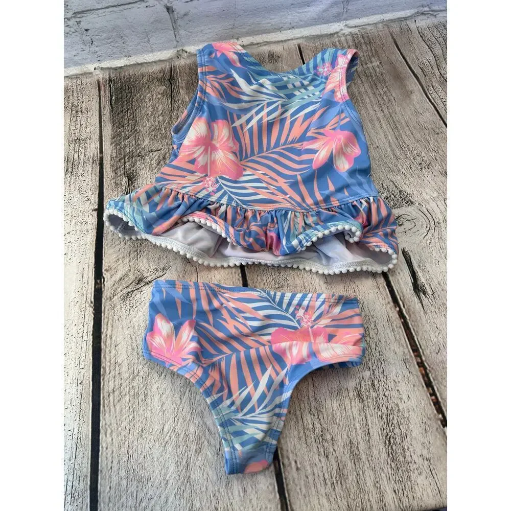 TOMMY BAHAMA Girl’s 2 Piece Tankini Tropical Swim Set / Size: 12 Months